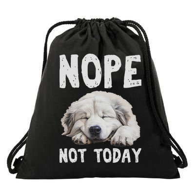 Nope Not Today Lazy Dog Funny Great Pyrenees Drawstring Bag