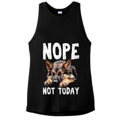 Nope Not Today Lazy Dog Funny German Shepherd Ladies PosiCharge Tri-Blend Wicking Tank