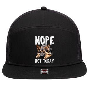 Nope Not Today Lazy Dog Funny German Shepherd 7 Panel Mesh Trucker Snapback Hat