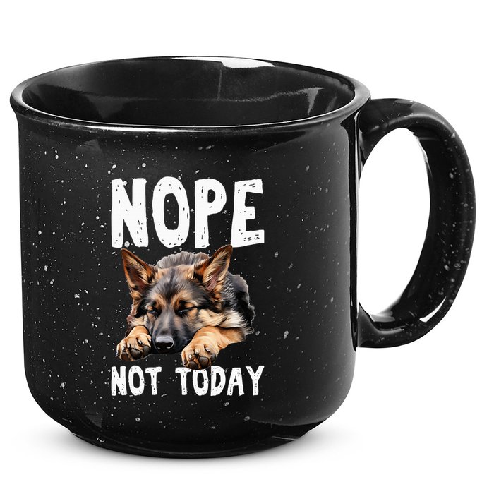 Nope Not Today Lazy Dog Funny German Shepherd 15oz Campfire Ceramic Mug