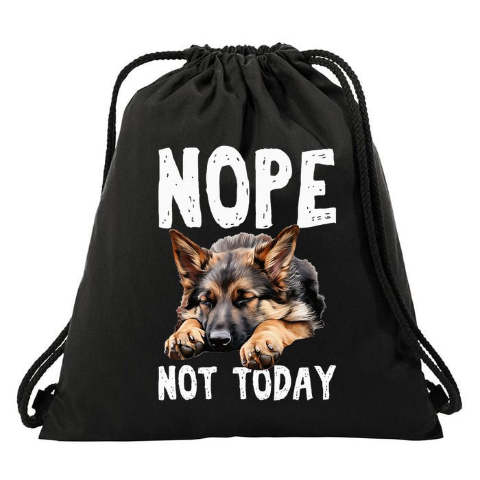 Nope Not Today Lazy Dog Funny German Shepherd Drawstring Bag