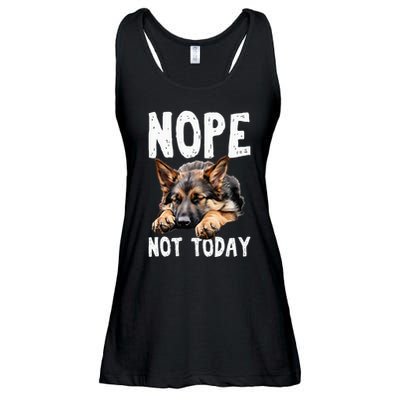 Nope Not Today Lazy Dog Funny German Shepherd Ladies Essential Flowy Tank
