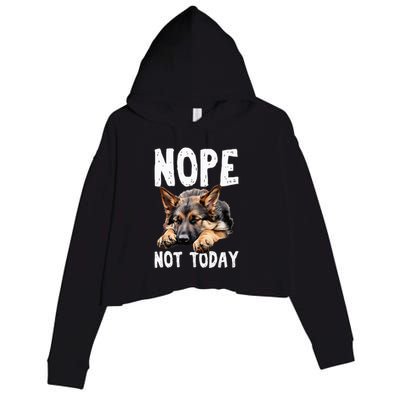 Nope Not Today Lazy Dog Funny German Shepherd Crop Fleece Hoodie