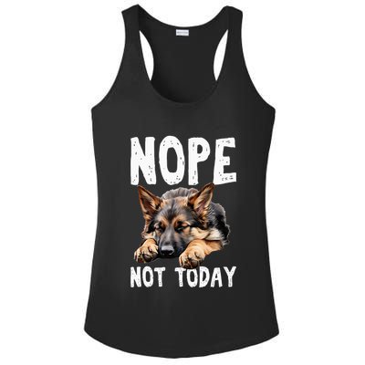 Nope Not Today Lazy Dog Funny German Shepherd Ladies PosiCharge Competitor Racerback Tank