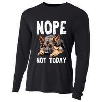 Nope Not Today Lazy Dog Funny German Shepherd Cooling Performance Long Sleeve Crew