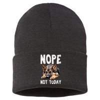 Nope Not Today Lazy Dog Funny German Shepherd Sustainable Knit Beanie