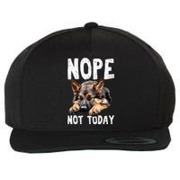 Nope Not Today Lazy Dog Funny German Shepherd Wool Snapback Cap