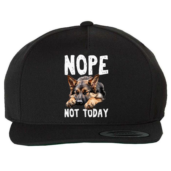 Nope Not Today Lazy Dog Funny German Shepherd Wool Snapback Cap