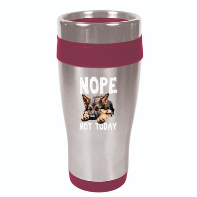 Nope Not Today Lazy Dog Funny German Shepherd 16oz Travel Tumbler