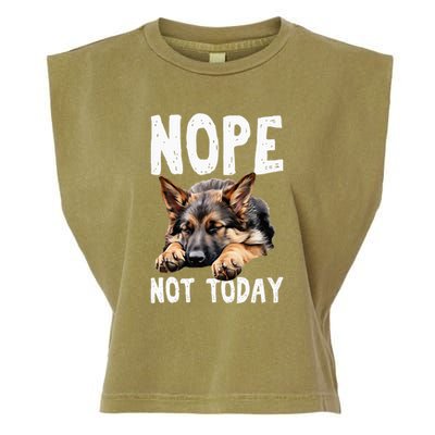 Nope Not Today Lazy Dog Funny German Shepherd Garment-Dyed Women's Muscle Tee