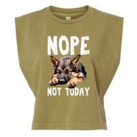 Nope Not Today Lazy Dog Funny German Shepherd Garment-Dyed Women's Muscle Tee