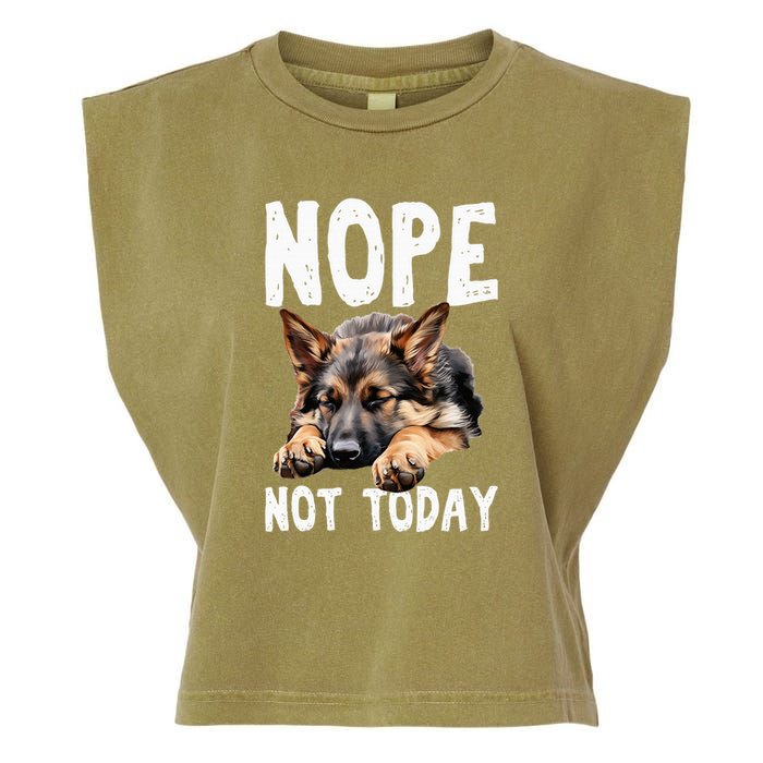 Nope Not Today Lazy Dog Funny German Shepherd Garment-Dyed Women's Muscle Tee