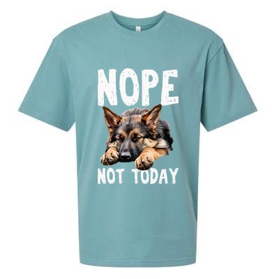 Nope Not Today Lazy Dog Funny German Shepherd Sueded Cloud Jersey T-Shirt