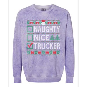 Naughty Nice Trucker Christmas List Ugly Sweater Party Cute Gift Colorblast Crewneck Sweatshirt