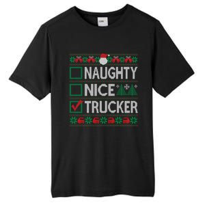 Naughty Nice Trucker Christmas List Ugly Sweater Party Cute Gift Tall Fusion ChromaSoft Performance T-Shirt