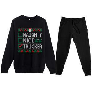 Naughty Nice Trucker Christmas List Ugly Sweater Party Cute Gift Premium Crewneck Sweatsuit Set