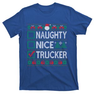 Naughty Nice Trucker Christmas List Ugly Sweater Party Cute Gift T-Shirt