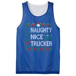 Naughty Nice Trucker Christmas List Ugly Sweater Party Cute Gift Mesh Reversible Basketball Jersey Tank