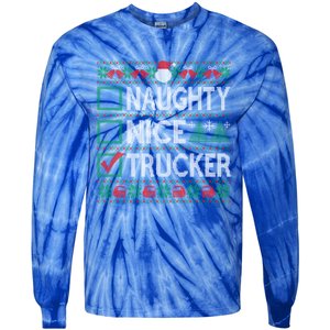 Naughty Nice Trucker Christmas List Ugly Sweater Party Cute Gift Tie-Dye Long Sleeve Shirt