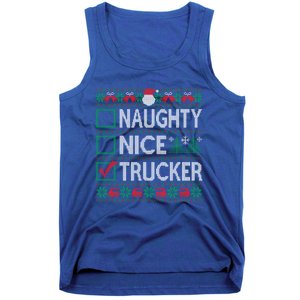 Naughty Nice Trucker Christmas List Ugly Sweater Party Cute Gift Tank Top