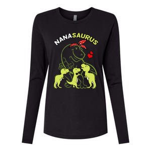 Nanasaurus Nana Tyrannosaurus Dinosaur Mother's Day Womens Cotton Relaxed Long Sleeve T-Shirt