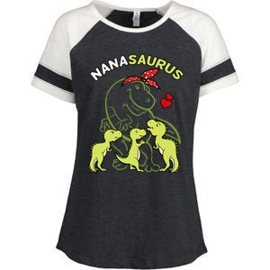 Nanasaurus Nana Tyrannosaurus Dinosaur Mother's Day Enza Ladies Jersey Colorblock Tee