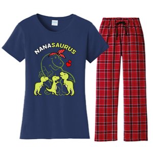 Nanasaurus Nana Tyrannosaurus Dinosaur Mother's Day Women's Flannel Pajama Set