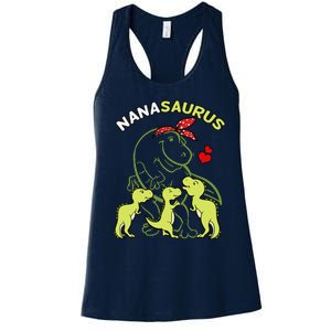 Nanasaurus Nana Tyrannosaurus Dinosaur Mother's Day Women's Racerback Tank