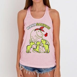 Nanasaurus Nana Tyrannosaurus Dinosaur Mother's Day Women's Knotted Racerback Tank