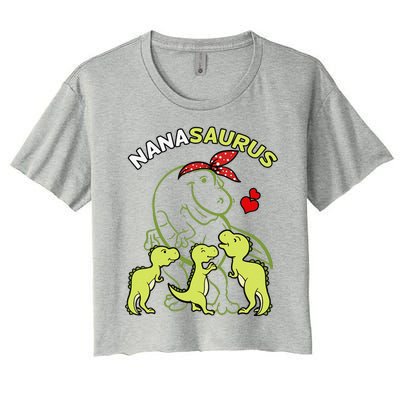 Nanasaurus Nana Tyrannosaurus Dinosaur Mother's Day Women's Crop Top Tee