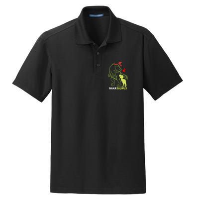 Nanasaurus Nana Tyrannosaurus Dinosaur Baby Mother's Day Dry Zone Grid Polo