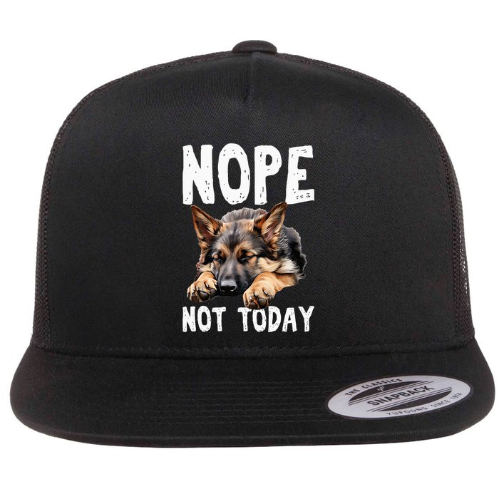 Nope Not Today Lazy Dog Flat Bill Trucker Hat
