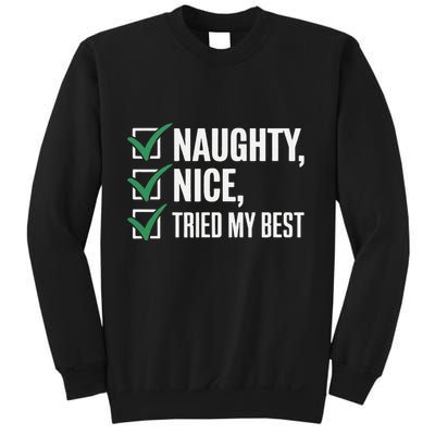 Naughty Nice Tried My Best Funny Christmas Checklist Sweatshirt