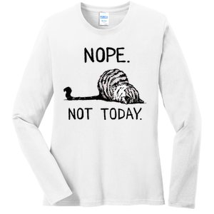 Nope Not Today Tabby Cat Ladies Long Sleeve Shirt