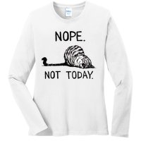 Nope Not Today Tabby Cat Ladies Long Sleeve Shirt