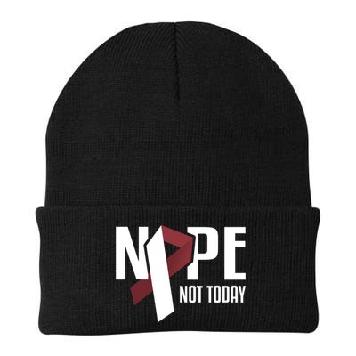 Nope Not Today Head And Neck Cancer Burgundy White Gift Beanie