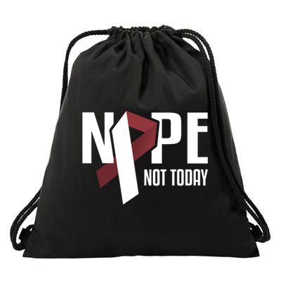 Nope Not Today Head And Neck Cancer Burgundy White Gift Drawstring Bag