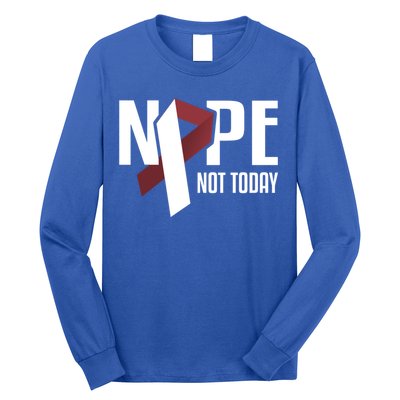 Nope Not Today Head And Neck Cancer Burgundy White Gift Long Sleeve Shirt