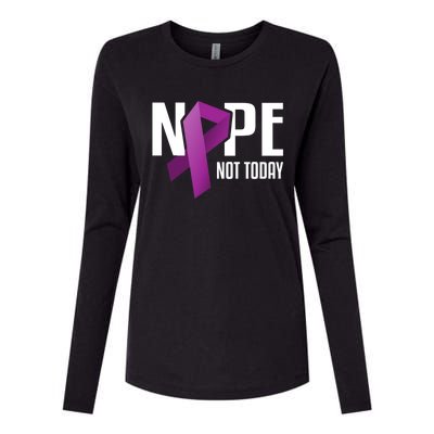 Nope Not Today Pancreatic Cancer Purple Support Ribbon Gift Womens Cotton Relaxed Long Sleeve T-Shirt