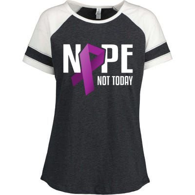 Nope Not Today Pancreatic Cancer Purple Support Ribbon Gift Enza Ladies Jersey Colorblock Tee