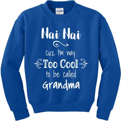 Nai Nai Too Cool Be Called Grandma For Chinese Grandmother Gift Kids Sweatshirt