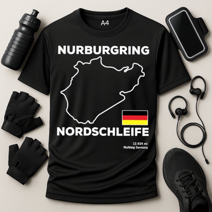 Nurburgring Nordschleife Track Outline Race Fan Funny Quote Cooling Performance Crew T-Shirt