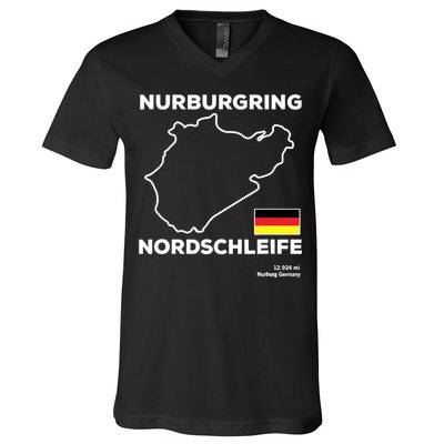 Nurburgring Nordschleife Track Outline Race Fan Funny Quote V-Neck T-Shirt