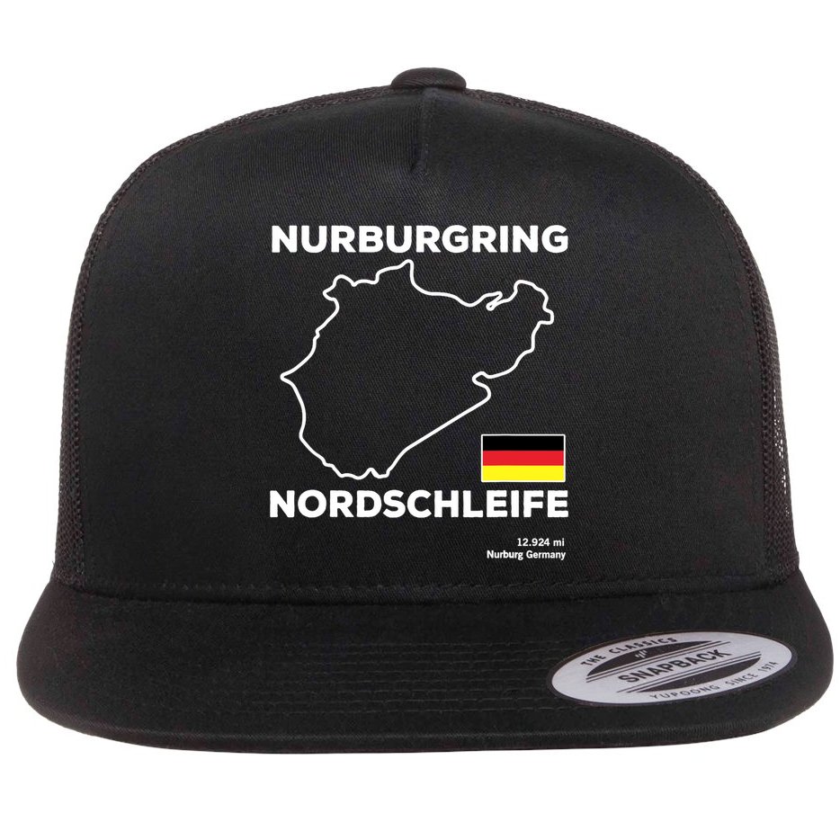 Nurburgring Nordschleife Track Outline Race Fan Funny Quote Flat Bill Trucker Hat