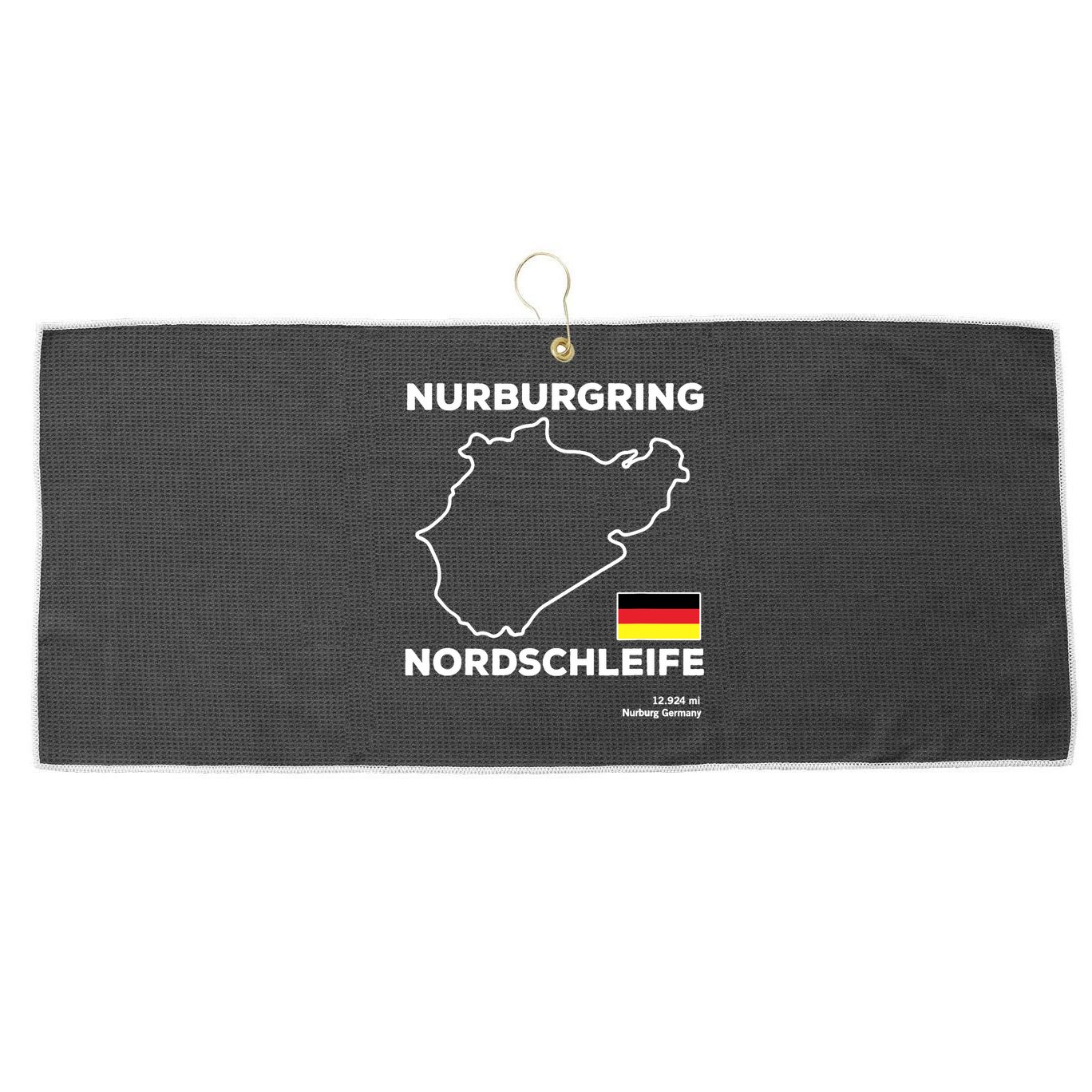 Nurburgring Nordschleife Track Outline Race Fan Funny Quote Large Microfiber Waffle Golf Towel