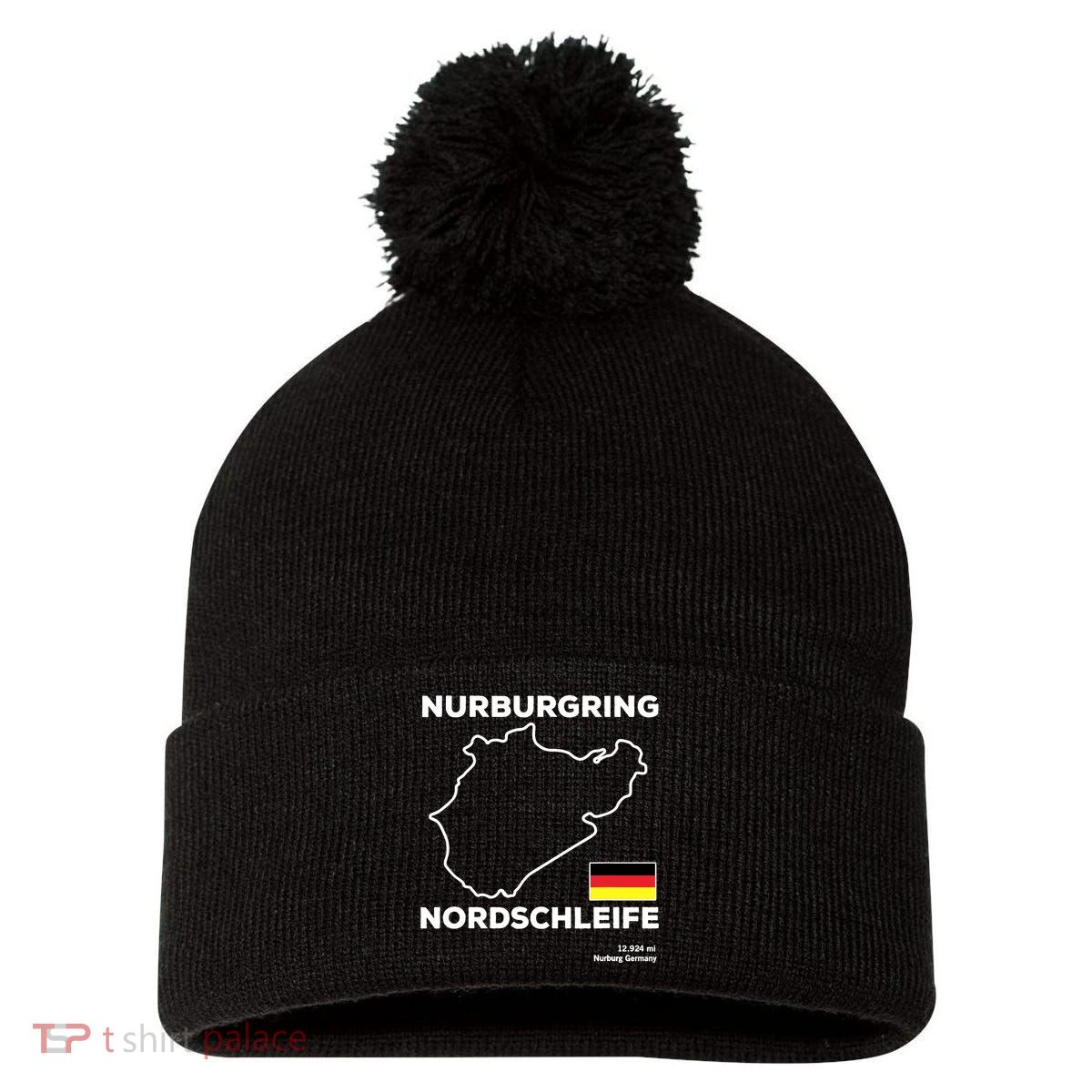 Nurburgring Nordschleife Track Outline Race Fan Funny Quote Pom Pom 12in Knit Beanie