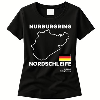 Nurburgring Nordschleife Track Outline Race Fan Funny Quote Womens T-Shirt