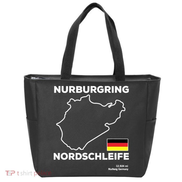 Nurburgring Nordschleife Track Outline Race Fan Funny Quote Zip Tote Bag