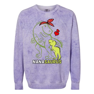 Nanasaurus Nana Tyrannosaurus Dinosaur Baby Mother's Day Colorblast Crewneck Sweatshirt