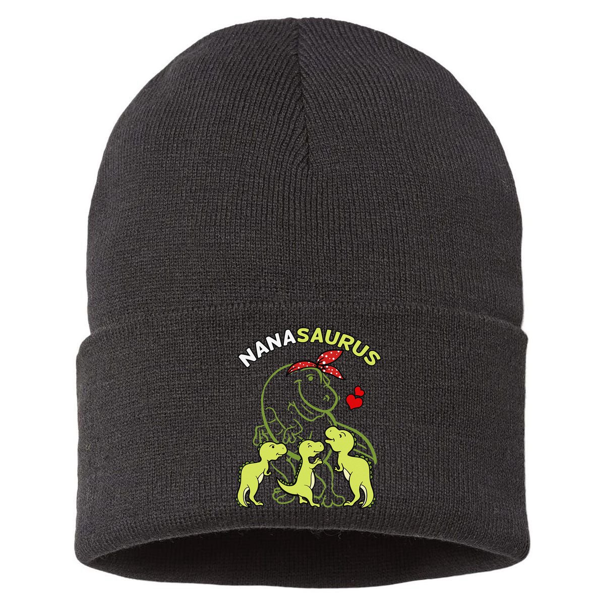 Nanasaurus Nana Tyrannosaurus Dinosaur Mother's Day Sustainable Knit Beanie